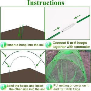 Arceaux de serre de jardin DIY pour tunnels de culture sur plateaux surélevés avec pinces de connexion, couvre-plantes et accessoires de jardinage - Product Image 3