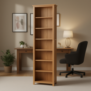 <b>Solid</b> Oak <b>Wood</b> 7 Tier <b>Bookcase</b> 23.6x8.7x78.7 Inches Durable Home Office Storage Furniture - Product Image 2