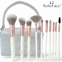 Vente chaude 10Pcs Manche En Bois Professionnel Brosse Cosmétique Outils De Maquillage Avec Un Sac Cosmétique
