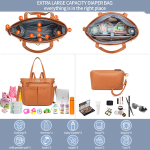 Bolsa de Pañales de PU, Mochila de Gran Capacidad, Moderna, Resistente al Agua, con Cierre de Cremallera, Personalizable, <span class=keywords><strong>para</strong></span> Bebés - Product Image 3