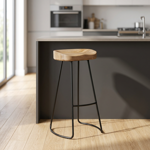 Metal Industrial Commercial High Bar Counter Home Bar Hotel Restaurant <b>Stools</b> Chairs Upholstered Cheap Modern Black Green Red - Product Image 2