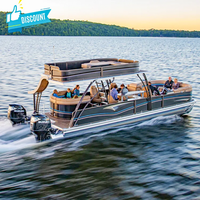 Nouveau bateau ponton de pêche de luxe en fibre de verre Kinocean avec moteur hors-bord OEM/ODM pour l'extérieur avec meilleur examen
