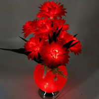 Vente en gros de lumière de fête décorative Grande pivoine en fibre optique fleur artificielle Led avec vase