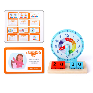 HOYE CRAFT Niños Reloj <span class=keywords><strong>despertador</strong></span> de madera Juguete Número Bloques de construcción Rompecabezas Tiempo Reloj de enseñanza para niños pequeños - Product Image 3