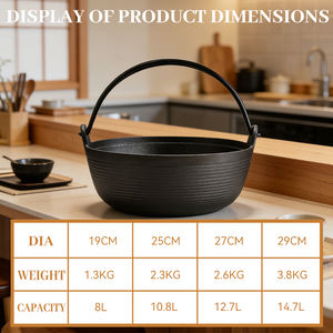 Casserole de cuisson portable professionnelle en <span class=keywords><strong>fonte</strong></span> pour extérieur, patio, camping, survie, avec couvercle en bois - Product Image 4