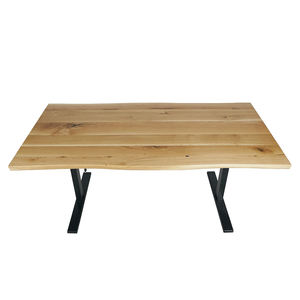 שולחן אוכל אלון לבן מודרני כפרי עבור בית מלון משרדים הכולל משטחי עץ אל חלד - Product Image 3