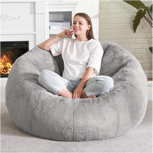 Sillón Puff Grande Gris para Adultos, Cómodo Puff Gigante para Lectura, Diseño Espacioso, Tapizado en Tela Resistente - Product Image 3