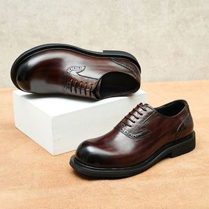 Nouvelles Chaussures en Cuir Colorées Respirantes et Durables, Style Oxford à Lacets, Décontractées et Habillées, avec Fonction Rehausseur de Taille, Imperméables pour l'Automne - Product Image 4