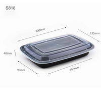 Lonchera Rectangular de PP de Grado Alimenticio, Apta para Microondas y Congelador, Libre de BPA, con Tapa Hermética, Contenedor Desechable para Llevar Comida