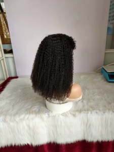 Parrucche Ricci di Alta Qualità in Capelli Brasiliani <span class=keywords><strong>con</strong></span> Frangia, Parrucche in Capelli Umani Senza Pizzo, Parrucche Interamente Realizzate a Macchina per Donne Nere - Product Image 3