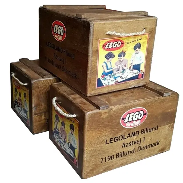 新しいレゴ木製収納ボックスヴィンテージスタイルのレトロなおもちゃの箱