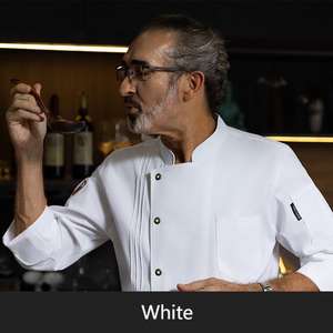 ชุดเครื่องแบบพ่อครัวป้องกันรอยเปื้อนเครื่องแบบห้องครัวแห้งเร็วสำหรับโรงแรมร้านอาหารดีไซน์แบบ unisex พร้อมช่องระบายความร้อนด้านหลัง - Product Image 4