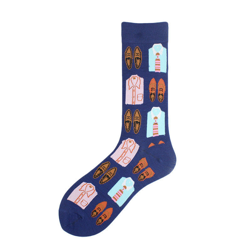 Unisex Cartoon Casual Spring & Urban Illustration Socks - Stamp, Watch, Clock Tower Pattern Long Socks for Wholesale