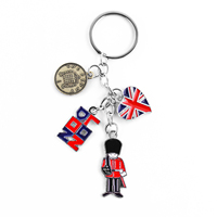 Porte-clés personnalisé en métal avec figurine de guitare et bâtiment de Londres, pendentif mignon pour téléphone portable, souvenir artisanal