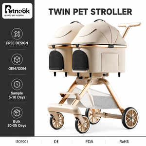Double Cabin Detachable 4-Wheel <strong>Pet</strong> Stroller Lightweight Foldable Aluminum Alloy Travel <strong>Pram</strong> for Cats Dogs All-Season Use 30kg - Product Image 1