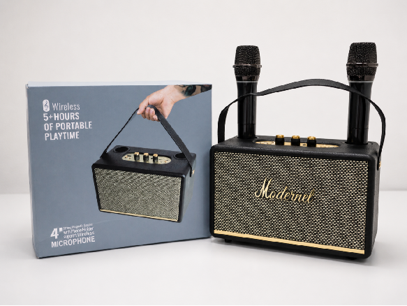 New Huaqiangbei Audio Karaoke Microphone System 2 Wireless Microphones for 5.3 Speaker Wooden Cabinet 20 Hours Battery