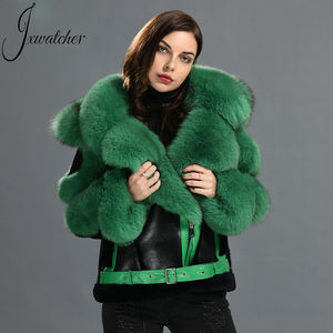 Куртка из натуральной овчины с воротником из натурального меха лисы - Product Image 2