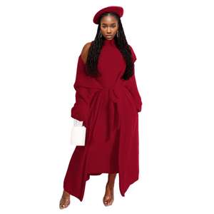 Vestido Casual de Invierno para Mujer, Talla Grande, Color Sólido, Sin Mangas, Cárdigan Largo, Vestidos Casuales de Invierno - Product Image 1