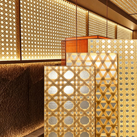 Panneau décoratif en résine tissée PETG bambou, panneau composite artistique translucide pour cloison murale, plafond, porte d'armoire