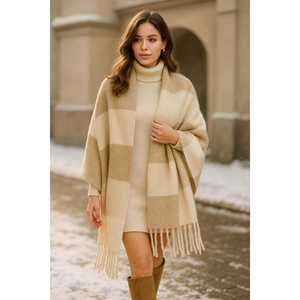 Ethnic Soft and Loose <b>Black</b> Thick Tasseled <b>Shawl</b> for Cold Weather Sal1257 - Product Image 5