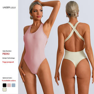 ルルカスタム レディース ワンピース ボディスーツ 胸パッド付き 高弾性 ナイロン スパンデックス 防シワ スポーツ ヨガ用 - Product Image 1