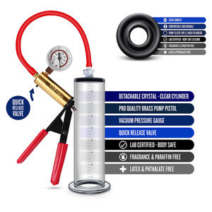 Erkek geliştirme pirinç kabza, ölçer, Nterchange uyumlu, akrilik silindir ile erkekler için gelişmiş Penis vakum pompası - Product Image 2