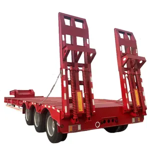 Nhà máy thấp giường phẳng 40ft phẳng thấp giường bán Trailer cho máy vận chuyển