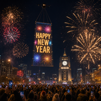 Écran LED en maille volante pour feux d'artifice du Nouvel An, publicité aérienne festive de Noël, transparent, pliable, extérieur, IP65