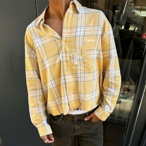 Chemise en flanelle à carreaux en coton sur mesure, coupe décontractée, à manches longues pour hommes, chemises boutonnées à manches longues, fabricant - Product Image 1