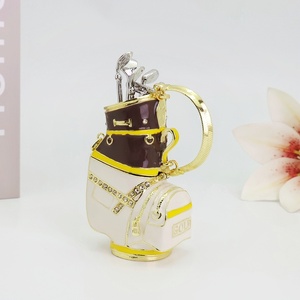 SHINNYGIFTS Modern Gold-Plated 3D Metal Enamel Golf Figurine-Collectible Decorative Storage Souvenir