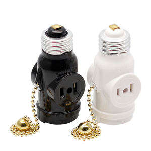 Adaptador de Portalámparas SUN LITE E26 - Convierte un Portalámparas de Rosca Mediana en Dos Tomas de Corriente con Interruptor de Cadena - Product Image 1