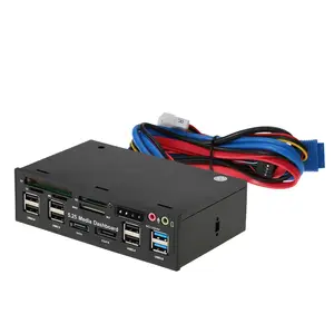 多功能USB 3.0集线器eSATA SATA端口内部读卡器PC仪表板媒体前面板音频用于SD MS CF TF M2 MMC备忘录