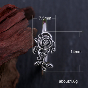 Anello Vintage in Argento con Rosa per Donne, Stile Europeo, Gioiello da Dito Elettroplaccato, Regalo di Fidanzamento - Product Image 5