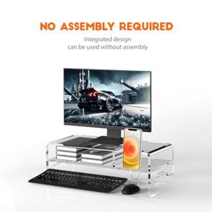 Supporto per Monitor in Acrilico, Mensola per Stampante e Laptop, Porta Telefono, Organizzatore da Scrivania, Espositore per Schermo - Product Image 1