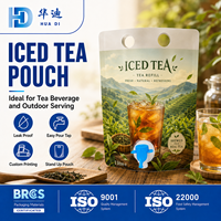 Pochette personnalisée pour thé glacé 3L, sac réutilisable à fond plat avec poignée et robinet verseur pour fournisseurs de boissons