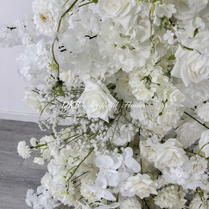 Nouvelle Arche de Fleurs Artificielles en Soie avec Roses Blanches et Gypsophile, Écologique, Portable, 1,8-2,1 m de Haut pour Décoration d'Entrée de Mariage - Product Image 6