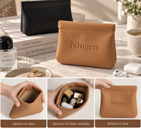 Pochette cosmétique en cuir PU avec fermeture à pression, logo personnalisé, pour femmes, sac à maquillage, vente en gros