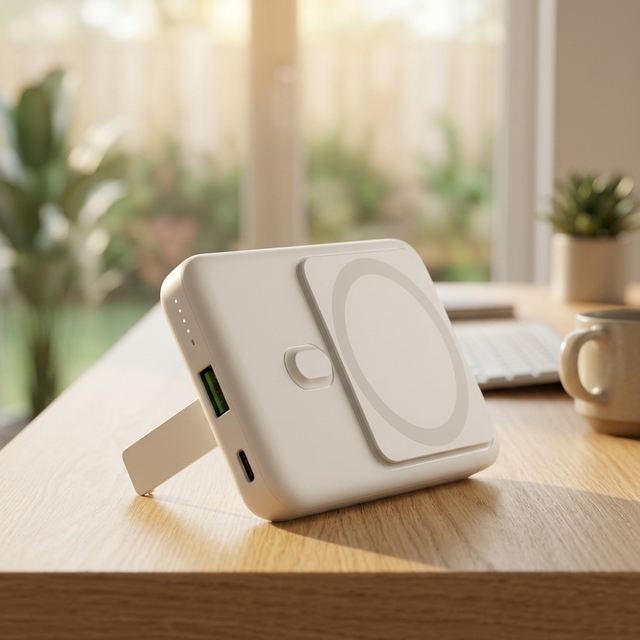 10000mAh Magnetic Power Bank USB-C Output PD20W Portable Wireless Charger with Phone Stand