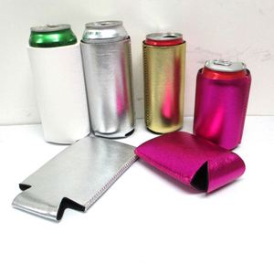 Enfriador de Latas de Cerveza de Neopreno PU Aislado de 12oz y 3mm, Color Plateado Metálico, con Logotipo Personalizado - Product Image 6