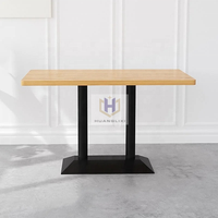 Tables de restaurant en bois pour 4 à 6 personnes, ensemble de tables à manger, chaises et tables de restaurant noires à vendre, d'occasion