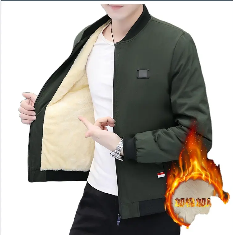 Men Custom Zipper Jacket Winter Male Fleece Warm Coats Casual Streetwear Hop Slim Fit Pilot Jackets