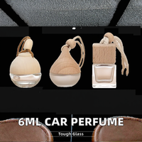 Flacons diffuseurs de parfum pour voiture de 6 ml, vides, suspendus, en verre avec bouchon à vis en bois, surface sérigraphiée