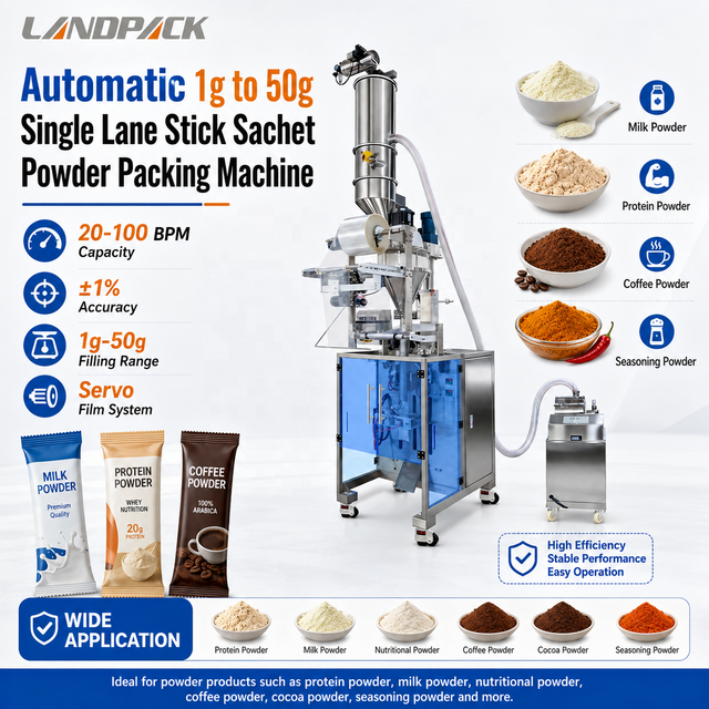 Automatic VFFS for Dry Flour Spice Cocoa Curry Masala Spices Ground Coffee Milk Chilli Protein Powder Filling Packing Machine