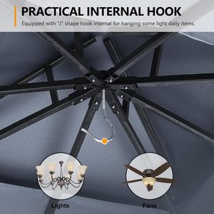 ABCCANOPY Gazebo en métal, Gazebo fixe, Pavillons en bois, Pavillons en métal, Pavillon à double toit, Moustiquaire, <span class=keywords><strong>Abri</strong></span> solaire - Product Image 3