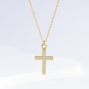 wholesale plata 925 sterling silver hip hop fashion <b>necklace</b> Everyday Classic zircon 18K Gold Plated Cross Pendant <b>necklaces</b> - Product Image 4