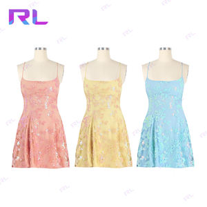 कस्टम ड्रेस पूरी तरह से पंक्तिबद्ध निकी अनुक्रम-लाइन ड्रेस में महिलाओं के लिए मिनी ड्रेस - Product Image 2