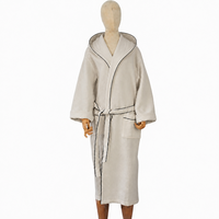 Peignoir à Capuche en Coton Gaufre pour Femme, 100% Coton, Robe de Spa et Bien-être pour Hôtel avec Ceinture, Broderie de Logo Personnalisée, Vente en Gros