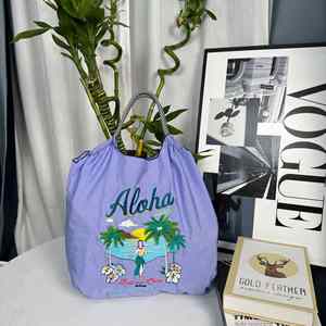 Bolsa de Compras de Moda para Mujer, de Nailon Impermeable, con Bordado, Cierre de Cordón, Portátil, para Viajes de Verano, Venta al Por Mayor - Product Image 3