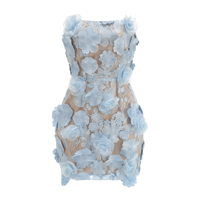 Robe courte moulante sans bretelles en maille florale 3D brodée pour femme, idéale pour les soirées