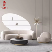 Conjunto de sofá de recepción al por mayor precio bajo nórdico pequeño apartamento sofá curvo perezoso cómodo blanco media luna sofá curvo redondo